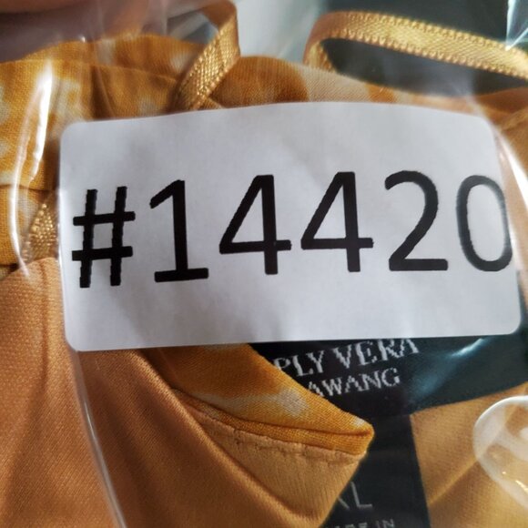 Simply Vera Dress Womens XL Yellow Wrap Belted Ruffle Hem Short Sleeve - Picture 9 of 9